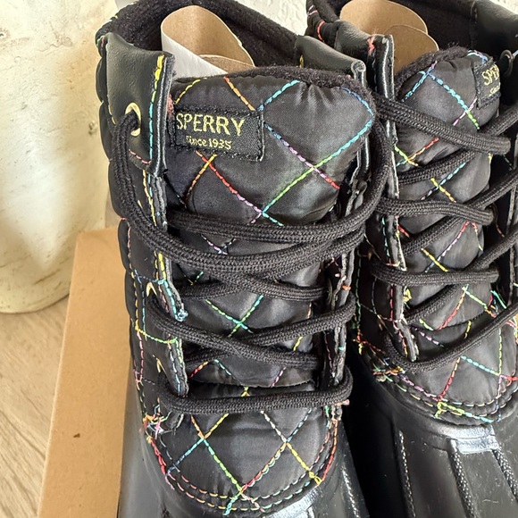 Sperry Black Rainbow Duck Boots Big Kids NEW WITH BOX - Picture 3 of 11